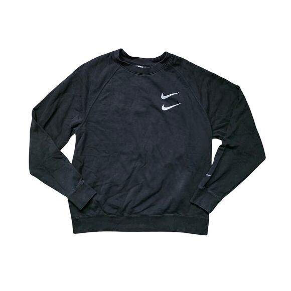 Nike Sportswear Swoosh French Terry Crew Men L Black Cj4871-010 - Picture 1 of 7